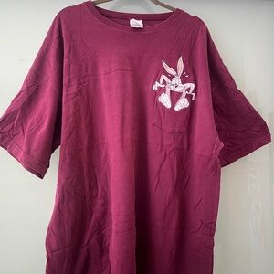 Vintage Burgundy Looney Tunes T-Shirt with Bugs Bunny